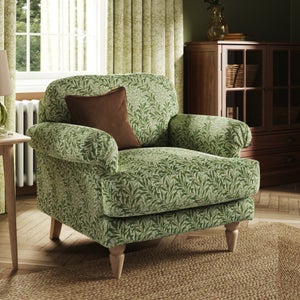 Jolene William Morris Willow Bough Print Velvet Snuggle Chair