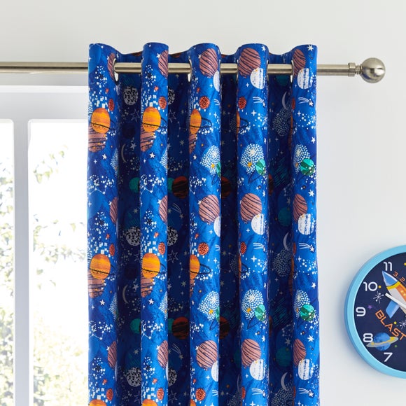 Click to view product details and reviews for Cosmic Space Blackout Eyelet Curtains. Click to view product details and reviews for Cosmic Space Blackout Eyelet Curtains.