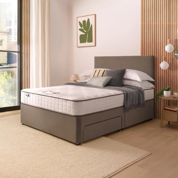 Silentnight Divan Bed With Velvet Paris Headboard and 800 Pocket Sprung Mattress