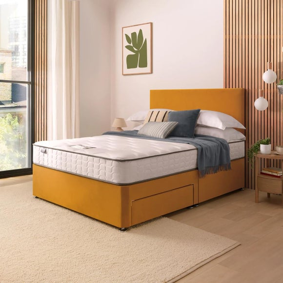 Silentnight Divan Bed With Velvet Paris Headboard and 800 Pocket Sprung Mattress