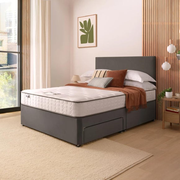 Silentnight Divan Bed With Velvet Paris Headboard and 800 Pocket Sprung Mattress
