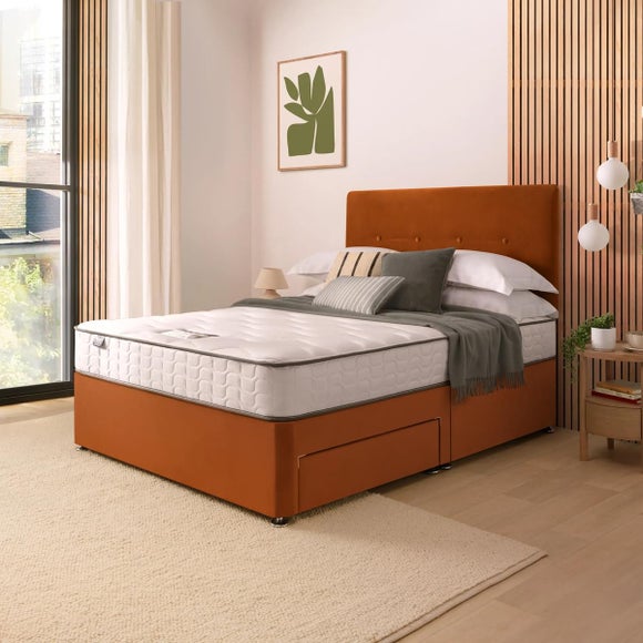 Silentnight Divan Bed With Francisco Velvet Headboard and 800 Pocket Sprung Mattress