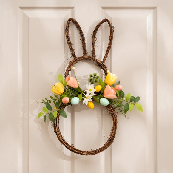 Click to view product details and reviews for Artificial Bunny Shaped Tulip Wreath.