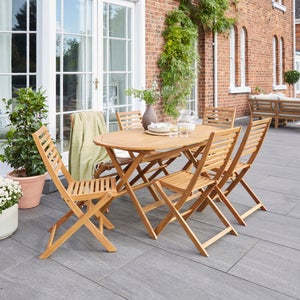 Vienna 6 Seater Wooden Garden Dining Set With Folding Table