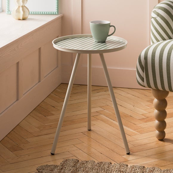 Kai Side Table, Gingham Print