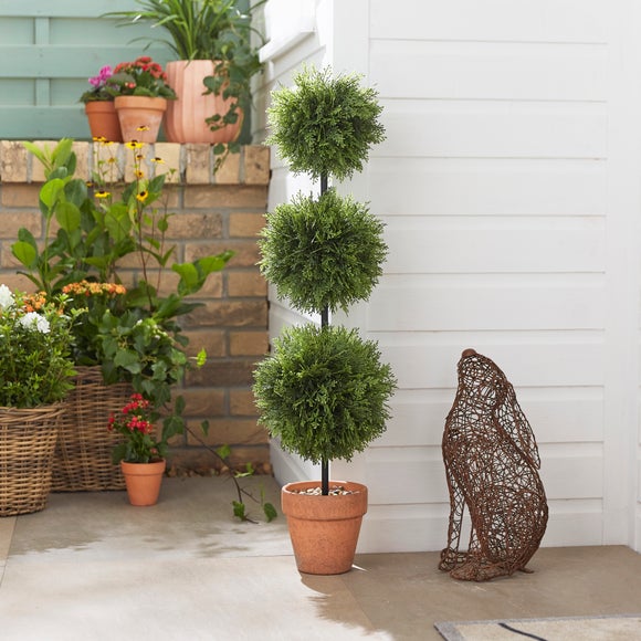 Artificial 3 Cypress Ball Tree in Terracotta Pot