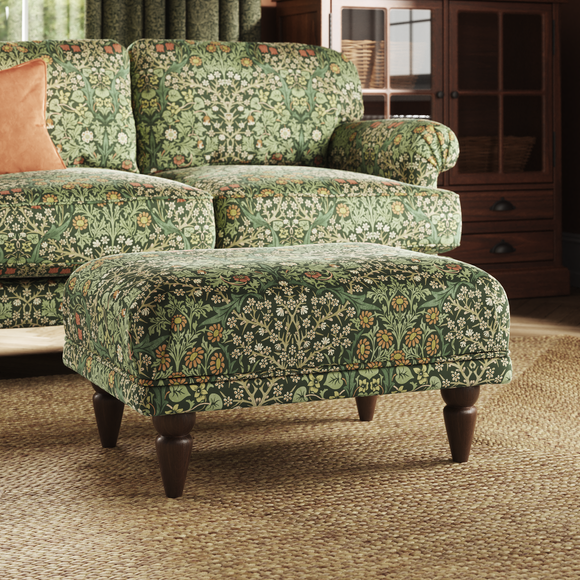 Jolene William Morris Blackthorn Print Velvet Footstool