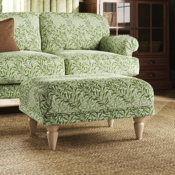 Jolene William Morris Willow Bough Print Velvet Footstool