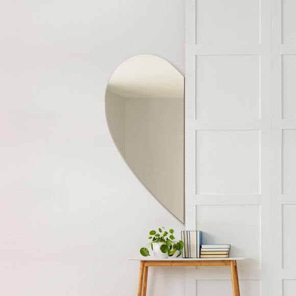 View Wing Frameless Left Half Heart Wall Mirror View Wing Frameless Left Half Heart Wall Mirror