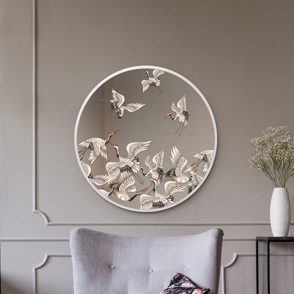 Typis Round Stork Wall Mirror