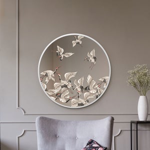 Typis Round Stork Wall Mirror