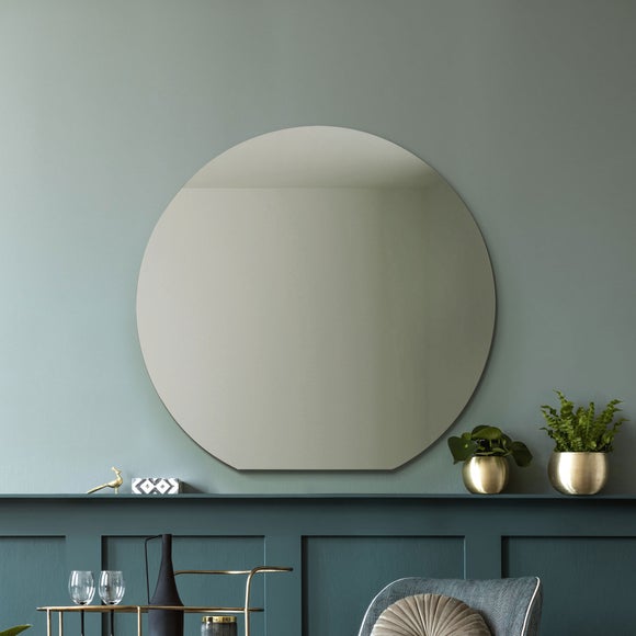 Circulus Frameless Round Overmantel Wall Mirror