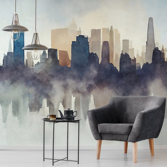 Click to view product details and reviews for Abstract Cityscape Wall Mural.