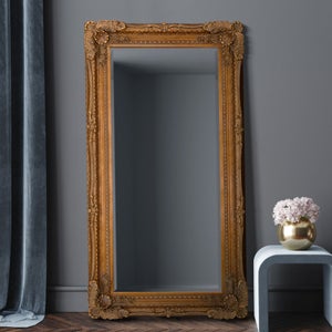 Carved Louis Rectangle Full Length Wall Mirror