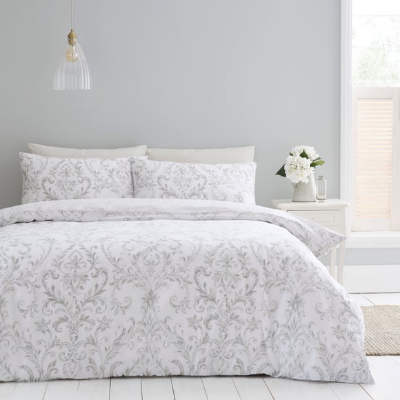 Ashleigh Damask 100% Cotton Duvet Cover & Pillowcase Set
