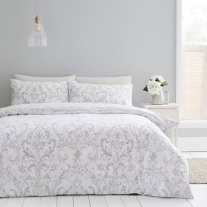 Ashleigh Damask 100 Cotton Duvet Cover & Pillowcase Set