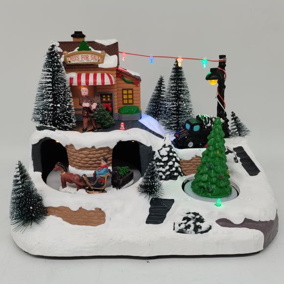 Village Scene Light Up Ornament
