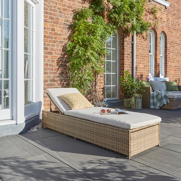 Malta Rattan Effect Lounger with Cushion