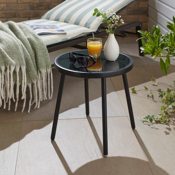 Small Black Glass Bistro Table