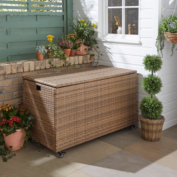 Malta Rattan Effect Garden Storage Box with Wheels
