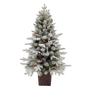 4.5ft Pre-lit Frosted Winterfold Fir Christmas Tree