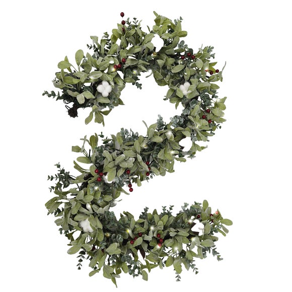 6ft Light Up Eucalyptus Berry Garland