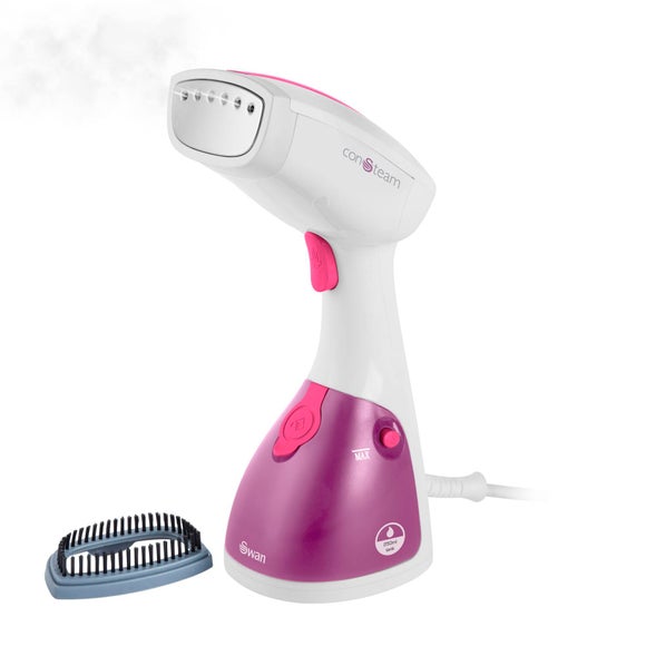 Click to view product details and reviews for Swan Handheld Pink Garment Steamer.