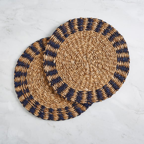 Set of 2 Woven Seagrass Round Placemats