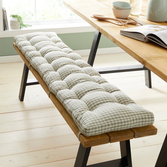 Gingham Checked Cotton Bench Pad
