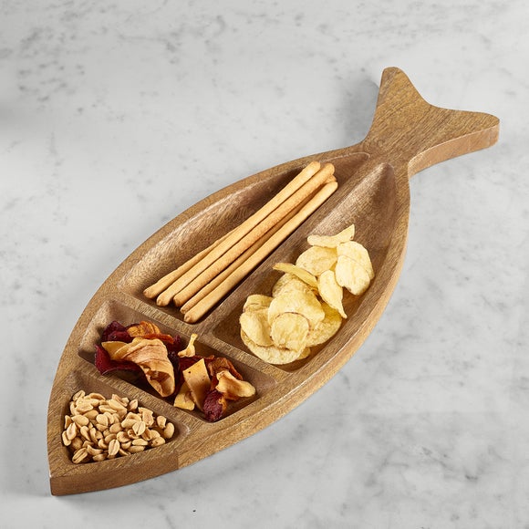 Fish Shaped Mango Wood Serving Platter
