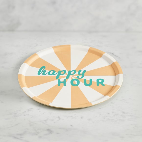 Happy Hour Striped Round Tray