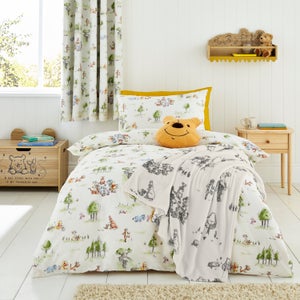 Disney Winnie The Pooh Watercolour Cotton Duvet Cover And Pillowcase Set