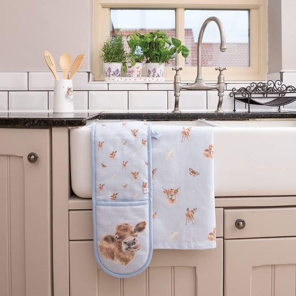 Click to view product details and reviews for Wrendale Designs Cow Farmyard Friends Double Oven Glove.
