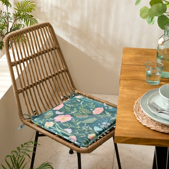 Set of 2 Spring Floral Water Resistant Square Seat Pads