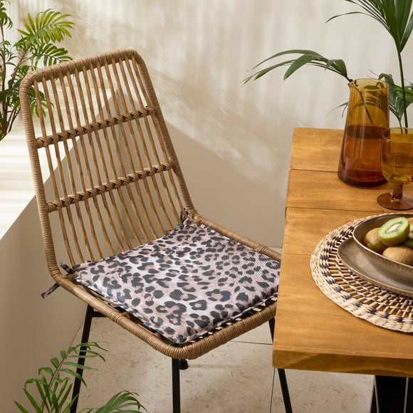 Set of 2 Leopard Print Water Resistant Square Seat Pads