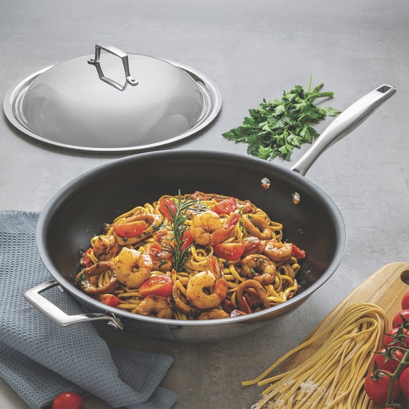 Tramontina TriPly Stainless Steel Non-Stick Wok 32cm