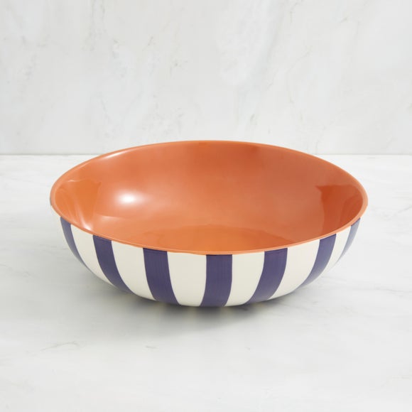 Ceramic Stripe Serving Bowl