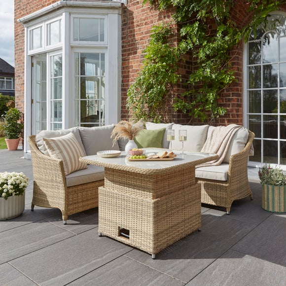 Sorrento Rattan Effect Corner Dining Set with Rising Table