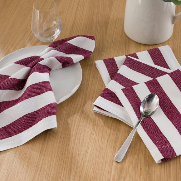 Set of 4 Striped Cotton Napkins