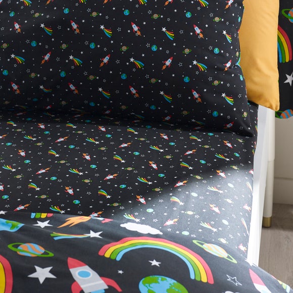 Catherine Lansfield Rainbow Rockets Fitted Bed Sheet