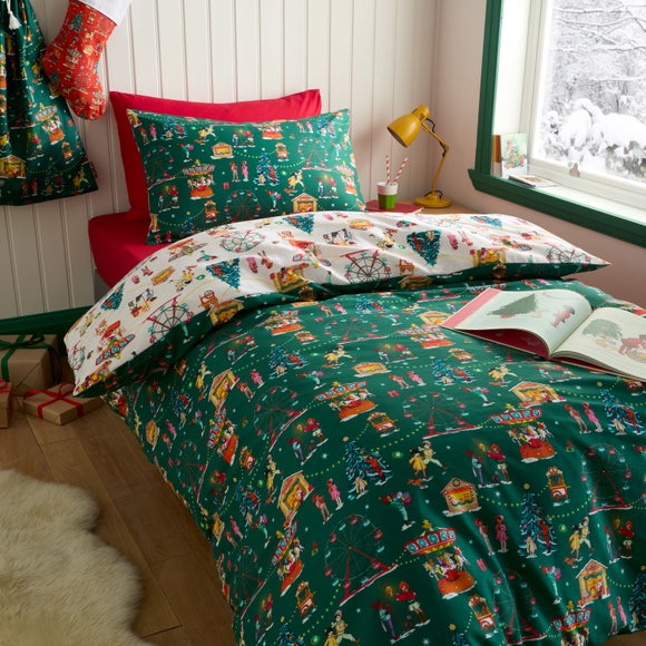 Belle & Boo Christmas Fairground 100% Cotton Duvet & Pillowcase Set