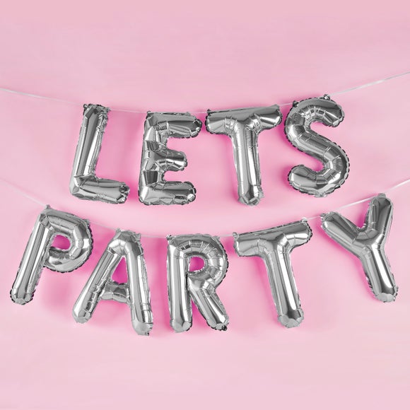 Click to view product details and reviews for Silver Lets Party 16 Foil Balloon Bunting.