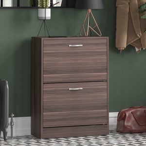 Vida Designs 2 Tier Walnut Effect Shoe Cabinet