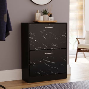 Vida Designs 2 Tier Marble Effect Shoe Cabinet