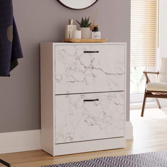View Vida Designs 2 Tier Marble Effect Shoe Cabinet View Vida Designs 2 Tier Marble Effect Shoe Cabinet