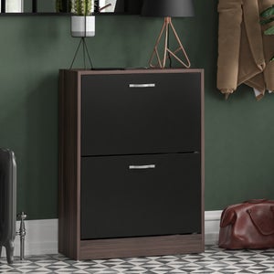Vida Designs 2 Tier Walnut Effect Shoe Cabinet