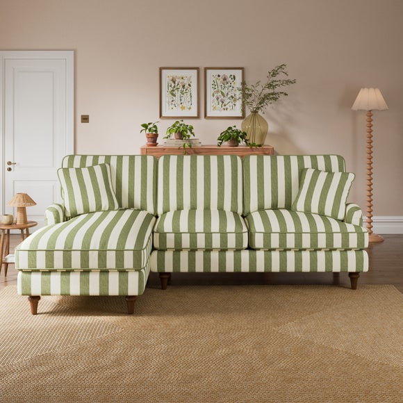 Beatrice II Woven Stripe Storage Corner Chaise Sofa