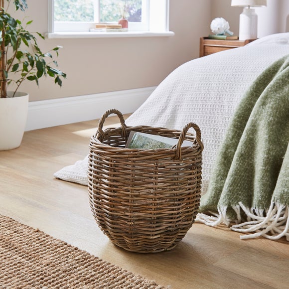 Churchgate Rattan Round Basket with Handles