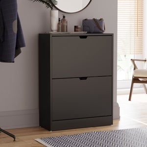 Vida Designs 2 Tier Slot Handle Shoe Cabinet