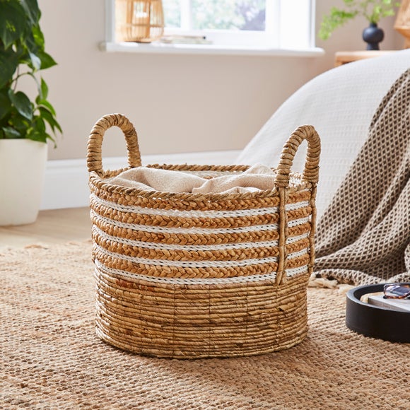 White Stripe Banana Bark Basket